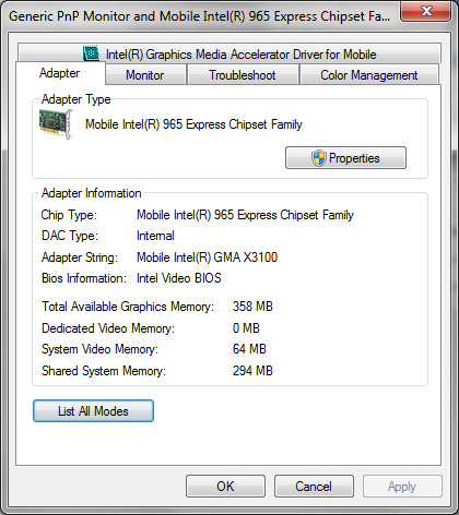 mobile intel 965 express chipset family driver for windows 7 32bit opengl