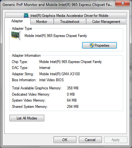 965 express chipset family driver opengl