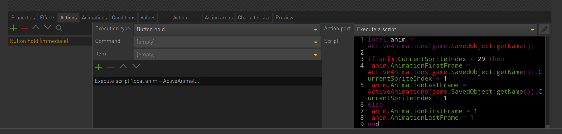 Controlling animation frame via Lua SOLVED