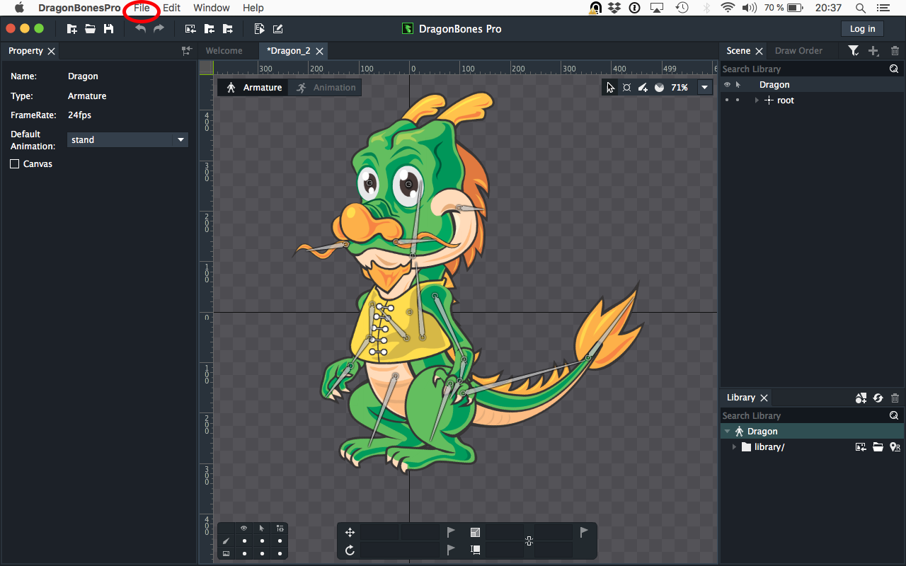 dragonbones pro merging animation files