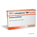 IBU Ratiopharm Lysinat Schmerztabl. 500mg, 20 Stück